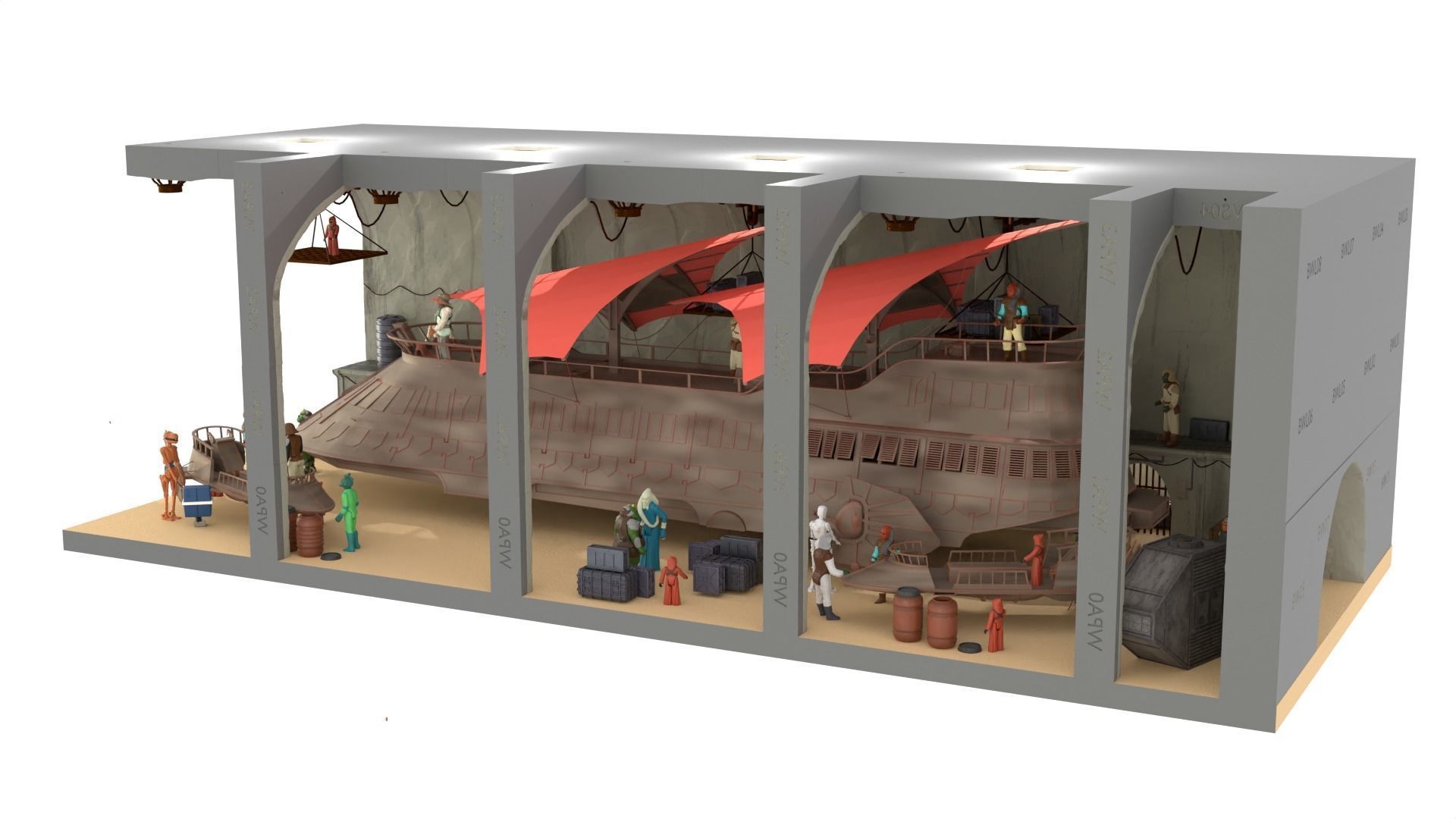 Sailbarge Hangar 1-18 scale Hasbro Kenner 3D print model_39