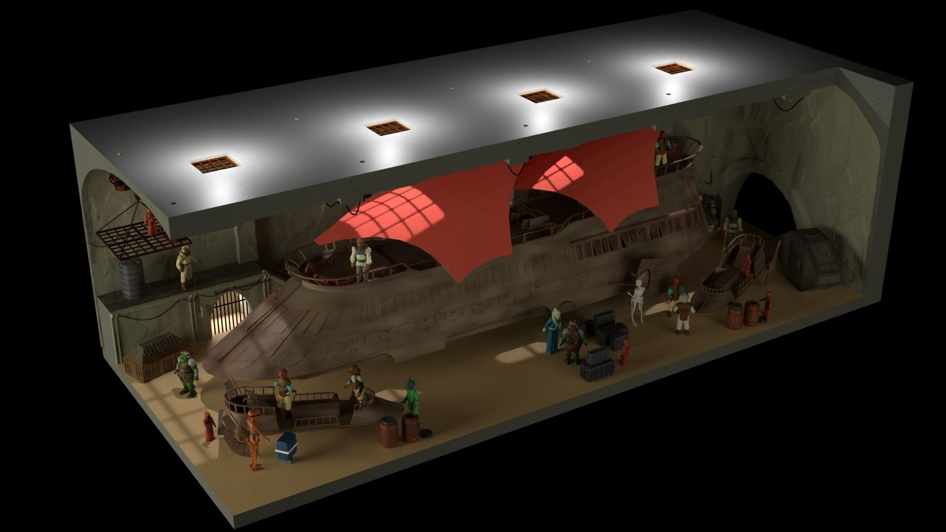 Sailbarge Hangar 1-18 scale Hasbro Kenner 3D print model_25