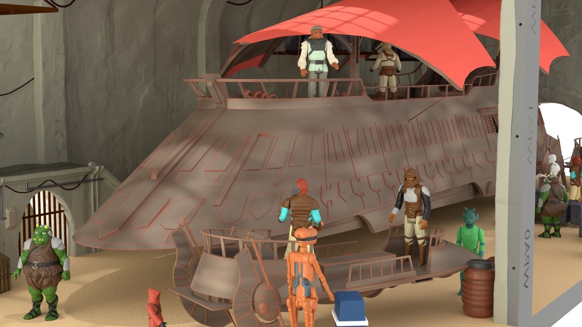 Sailbarge Hangar 1-18 scale Hasbro Kenner 3D print model_44