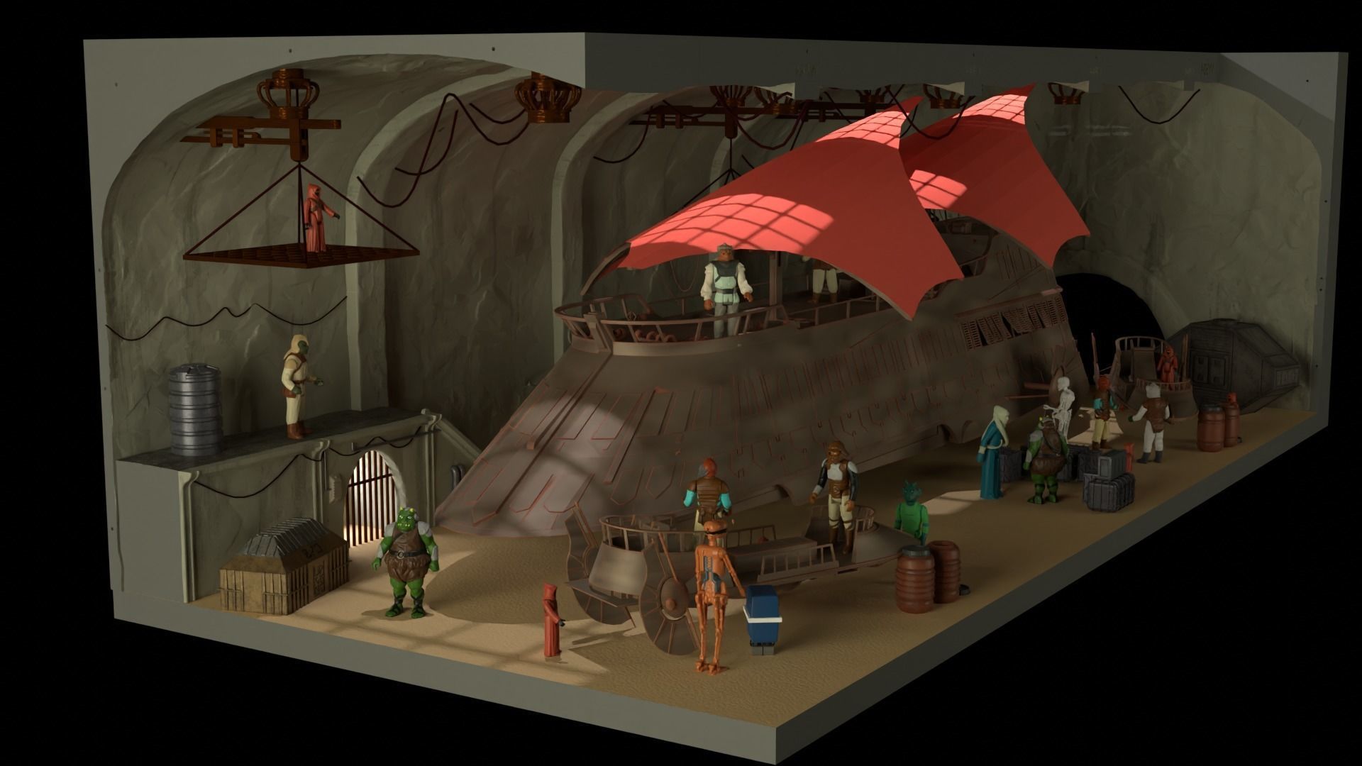 Sailbarge Hangar 1-18 scale Hasbro Kenner 3D print model_34