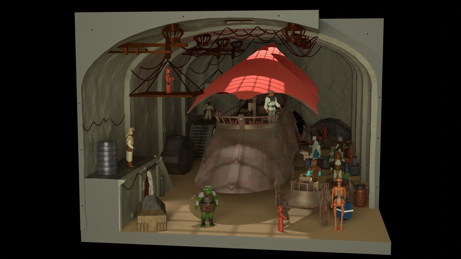 Sailbarge Hangar 1-18 scale Hasbro Kenner 3D print model_52