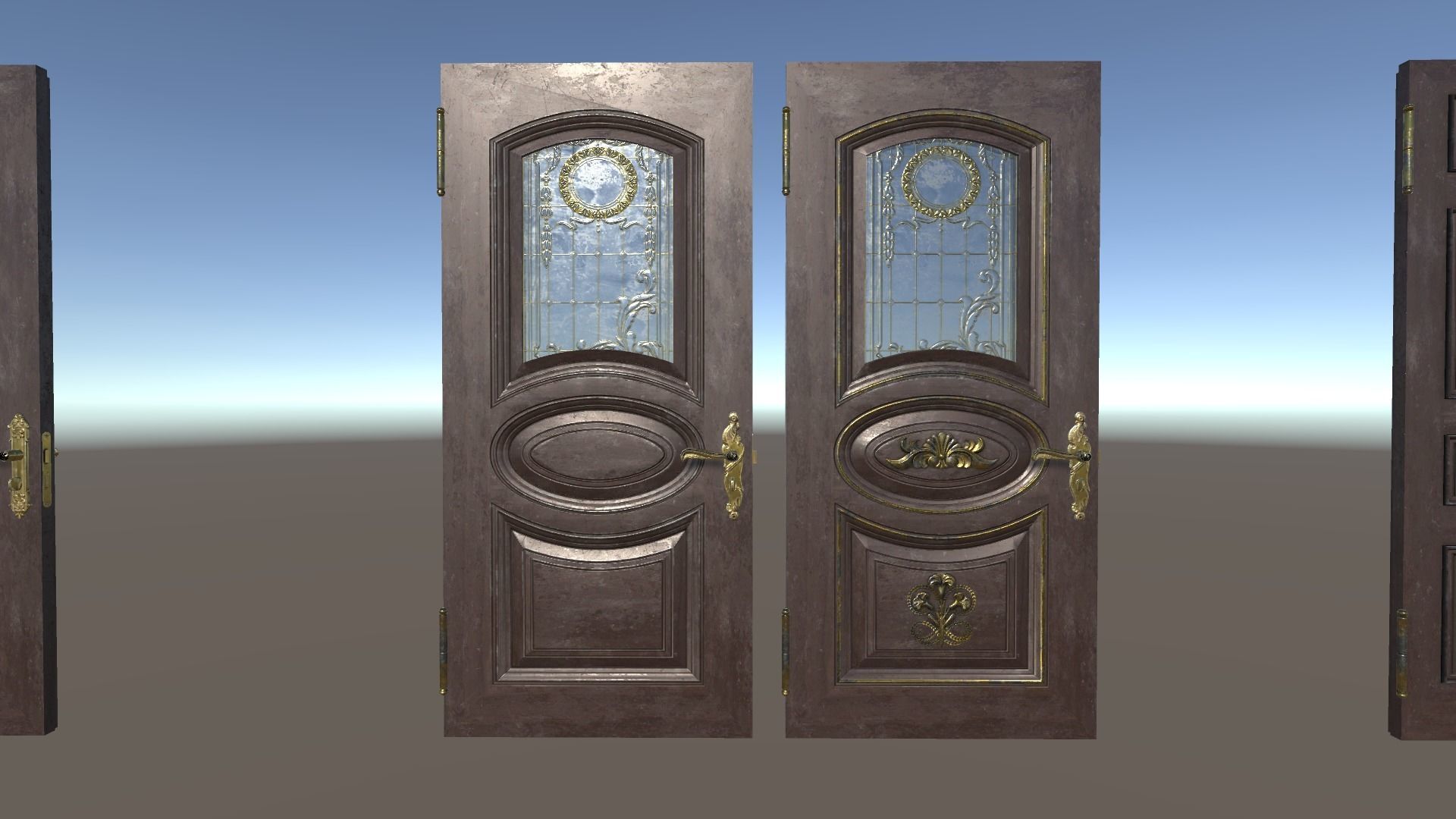 PBR Vintage Doors Collection Low-poly 3D model_8