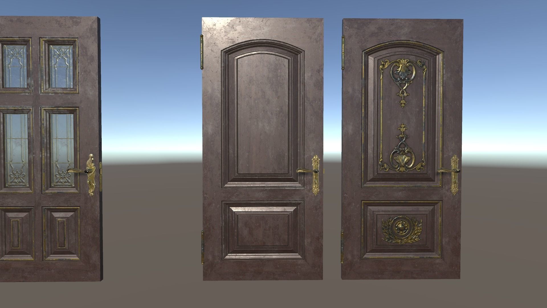 PBR Vintage Doors Collection Low-poly 3D model_13
