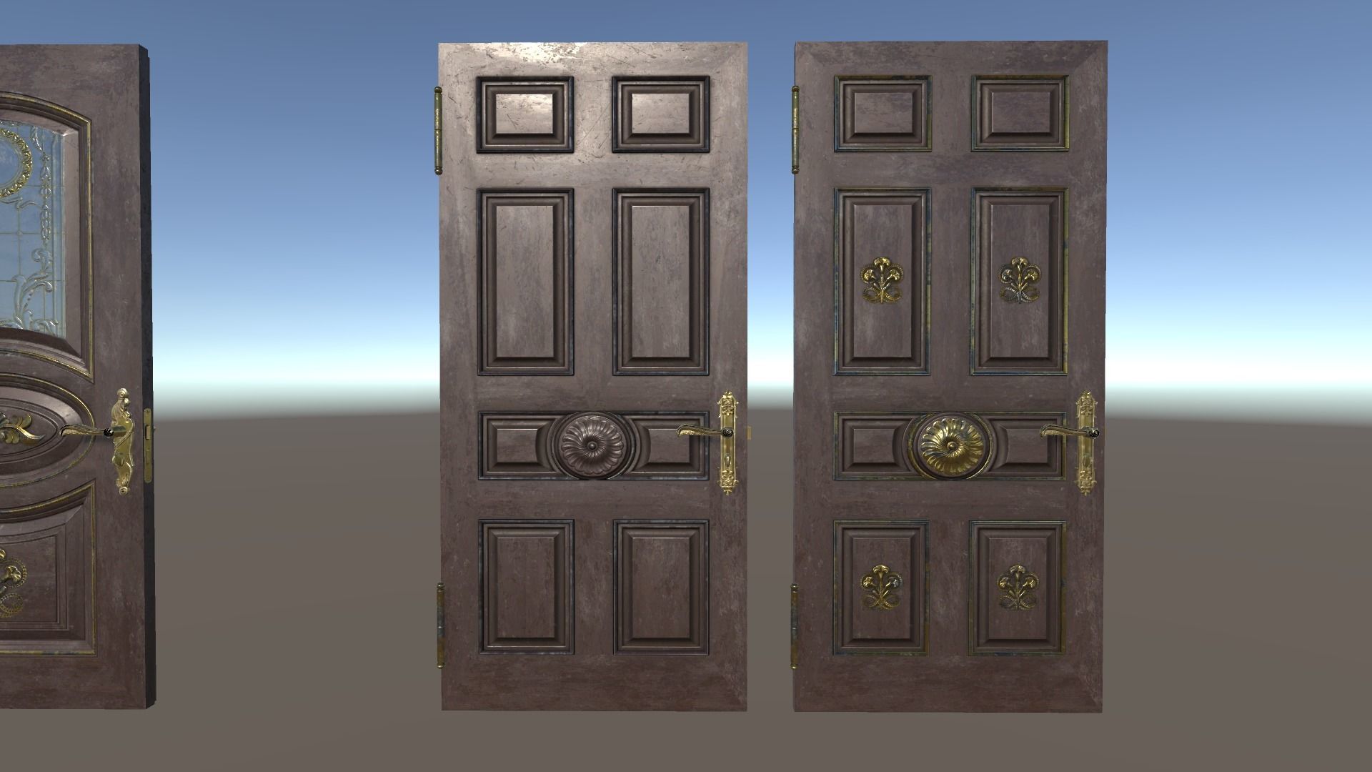 PBR Vintage Doors Collection Low-poly 3D model_14