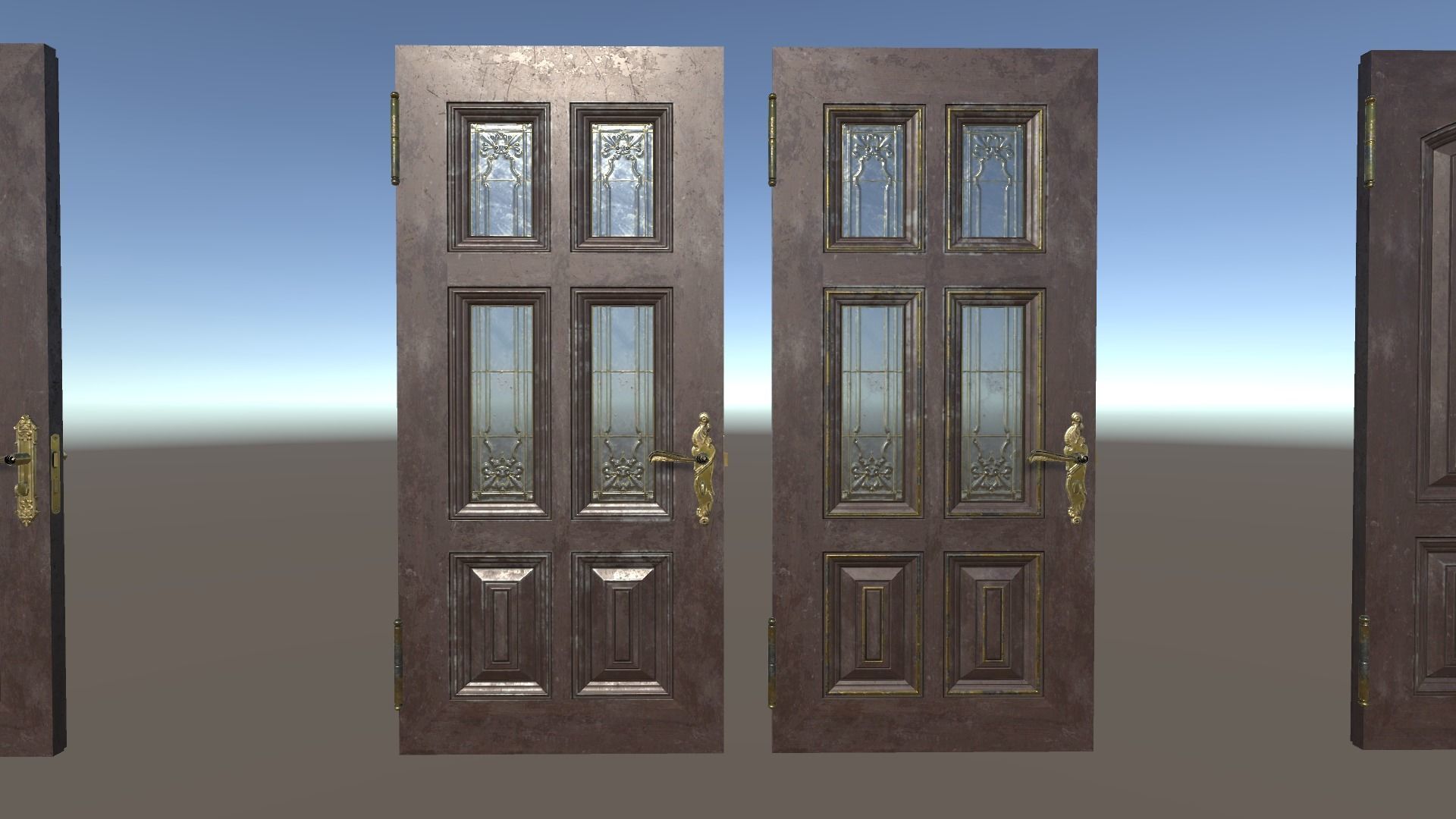 PBR Vintage Doors Collection Low-poly 3D model_16