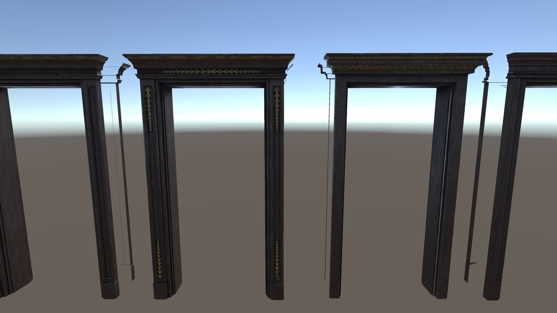 PBR Vintage Doors Collection Low-poly 3D model_4