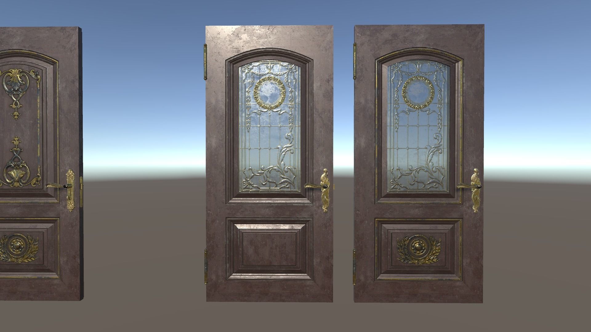 PBR Vintage Doors Collection Low-poly 3D model_17