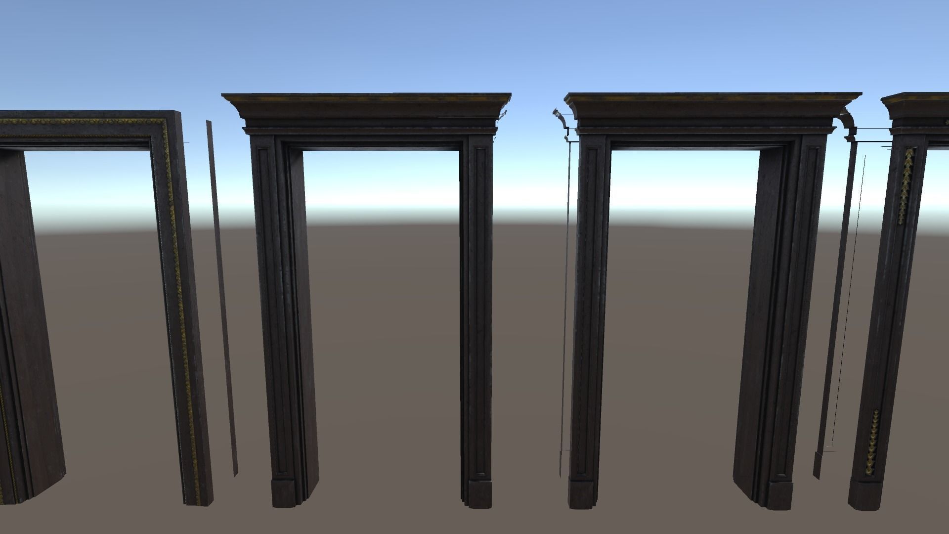 PBR Vintage Doors Collection Low-poly 3D model_1