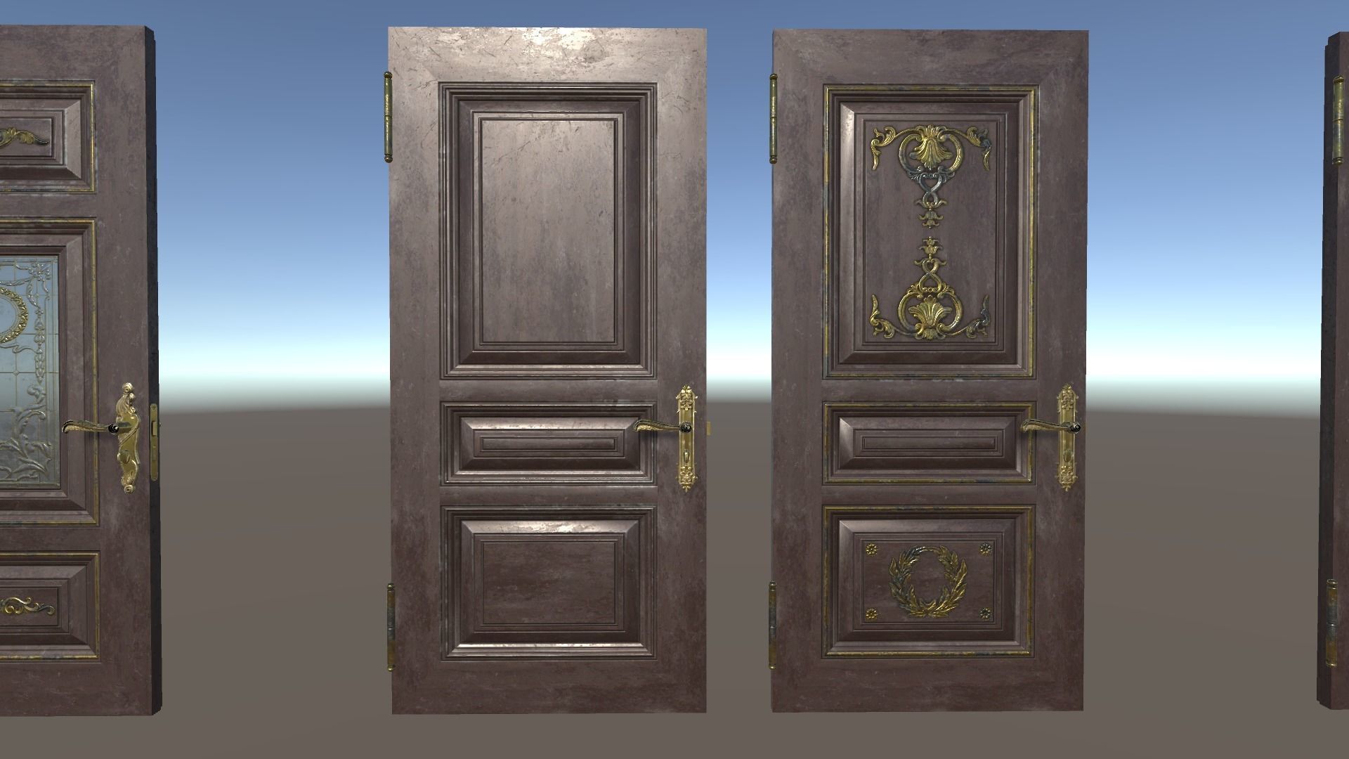 PBR Vintage Doors Collection Low-poly 3D model_20