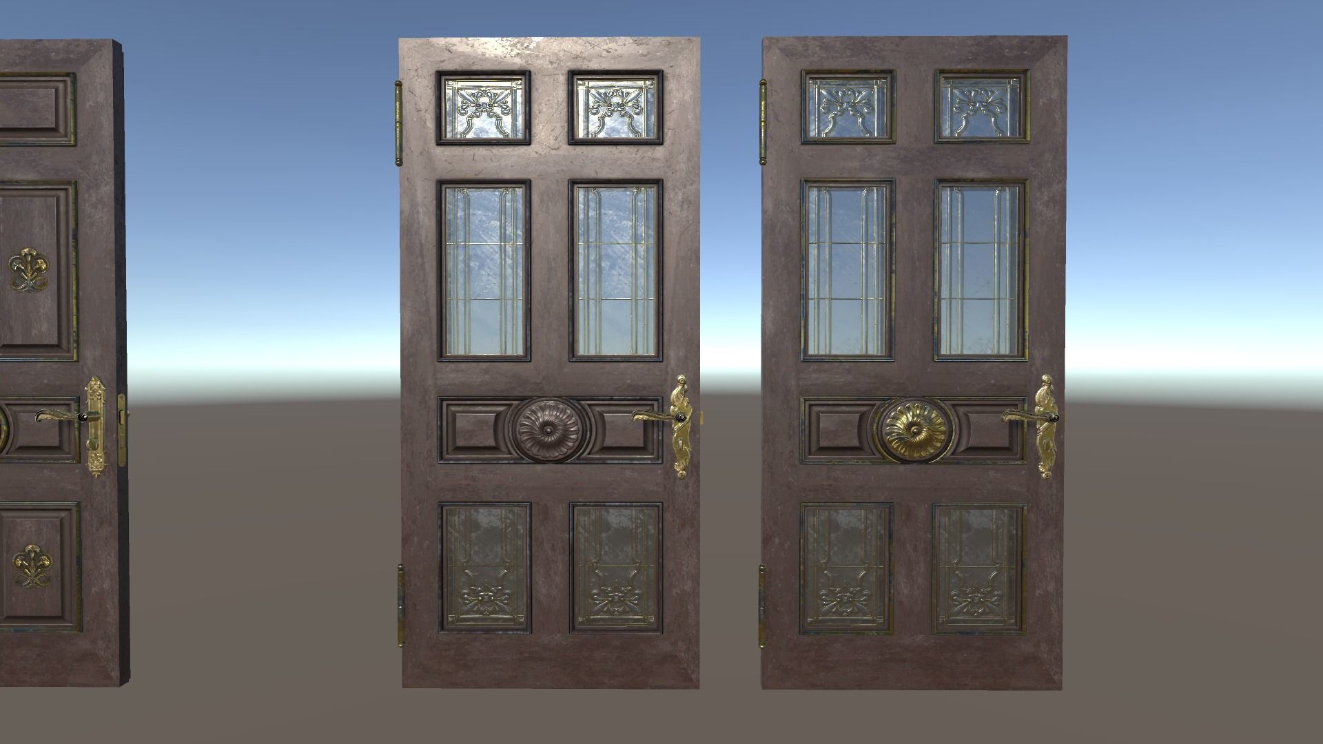 PBR Vintage Doors Collection Low-poly 3D model_12