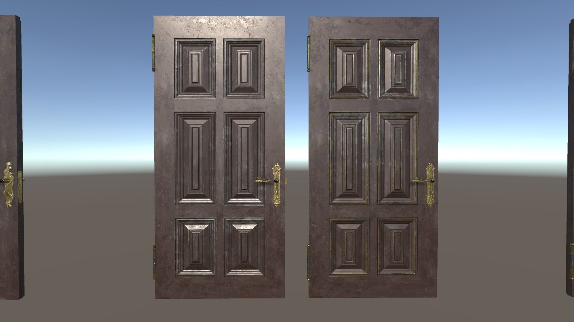 PBR Vintage Doors Collection Low-poly 3D model_10