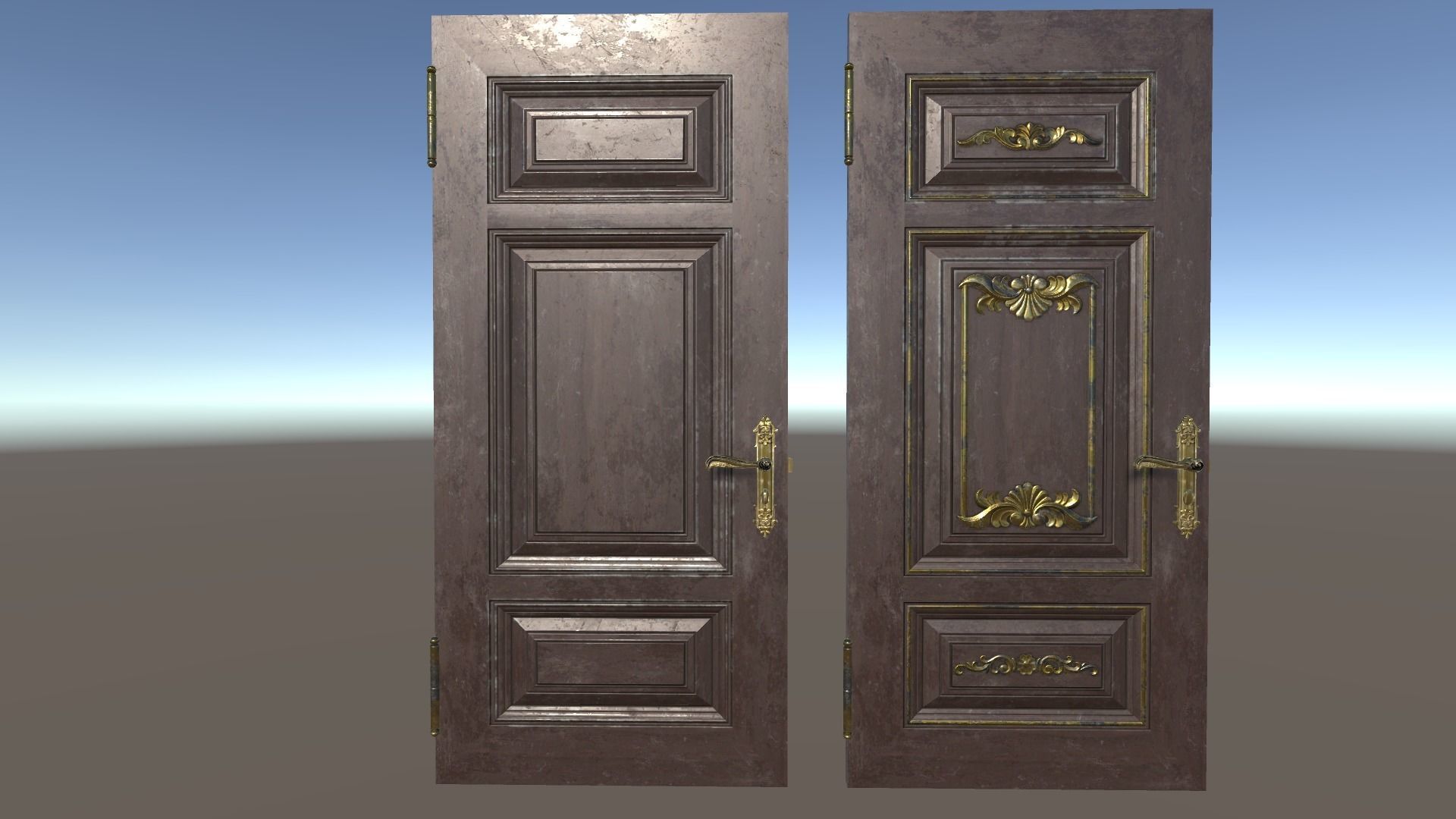 PBR Vintage Doors Collection Low-poly 3D model_15