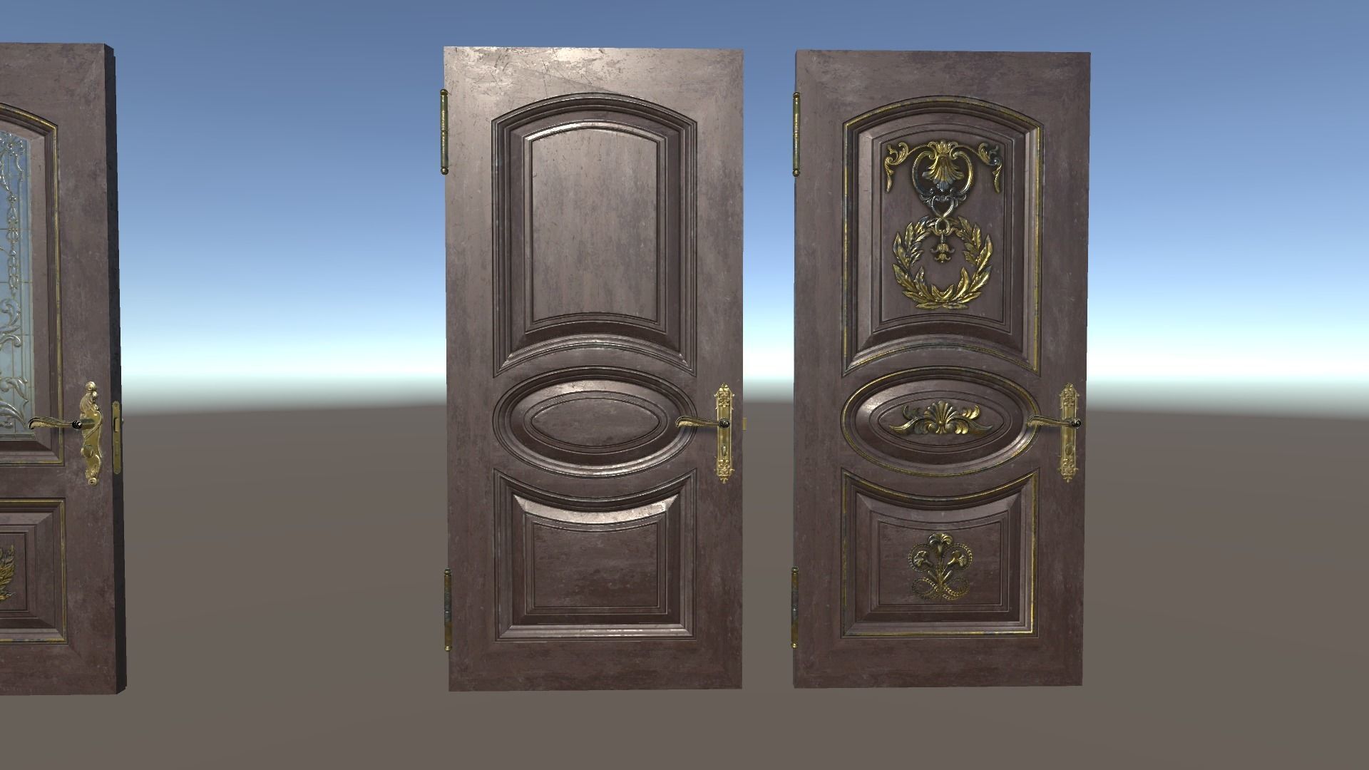 PBR Vintage Doors Collection Low-poly 3D model_18