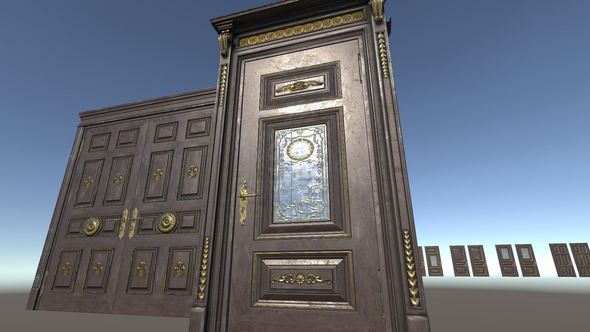 PBR Vintage Doors Collection Low-poly 3D model_5