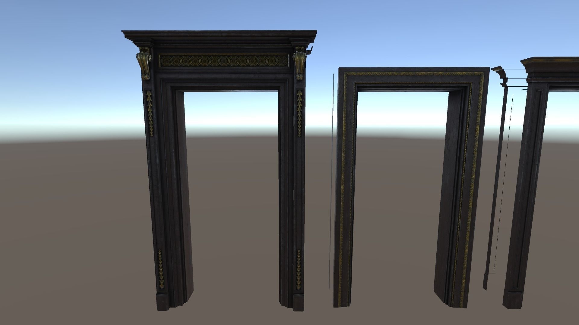 PBR Vintage Doors Collection Low-poly 3D model_2