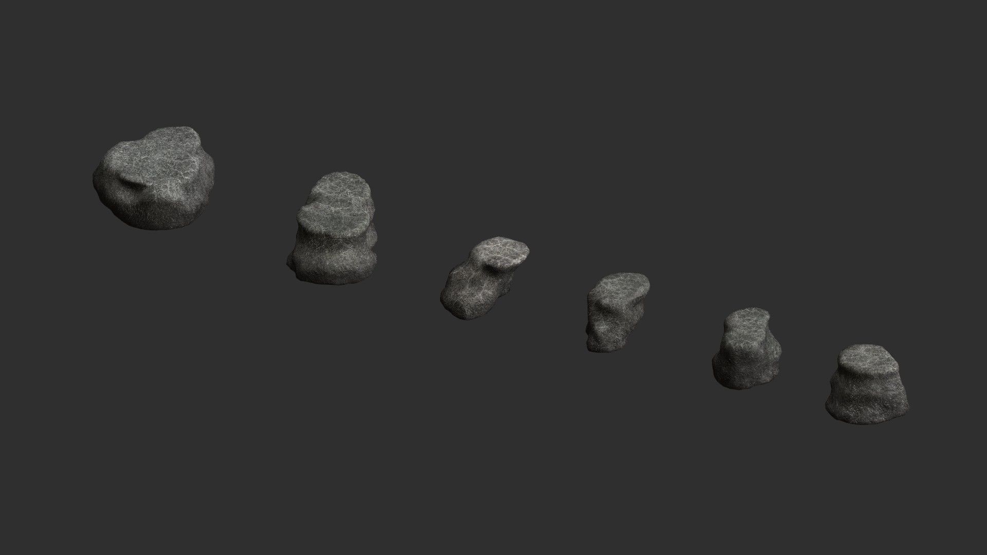 Short Flat Rocks - Cave Low-poly 3D model_11
