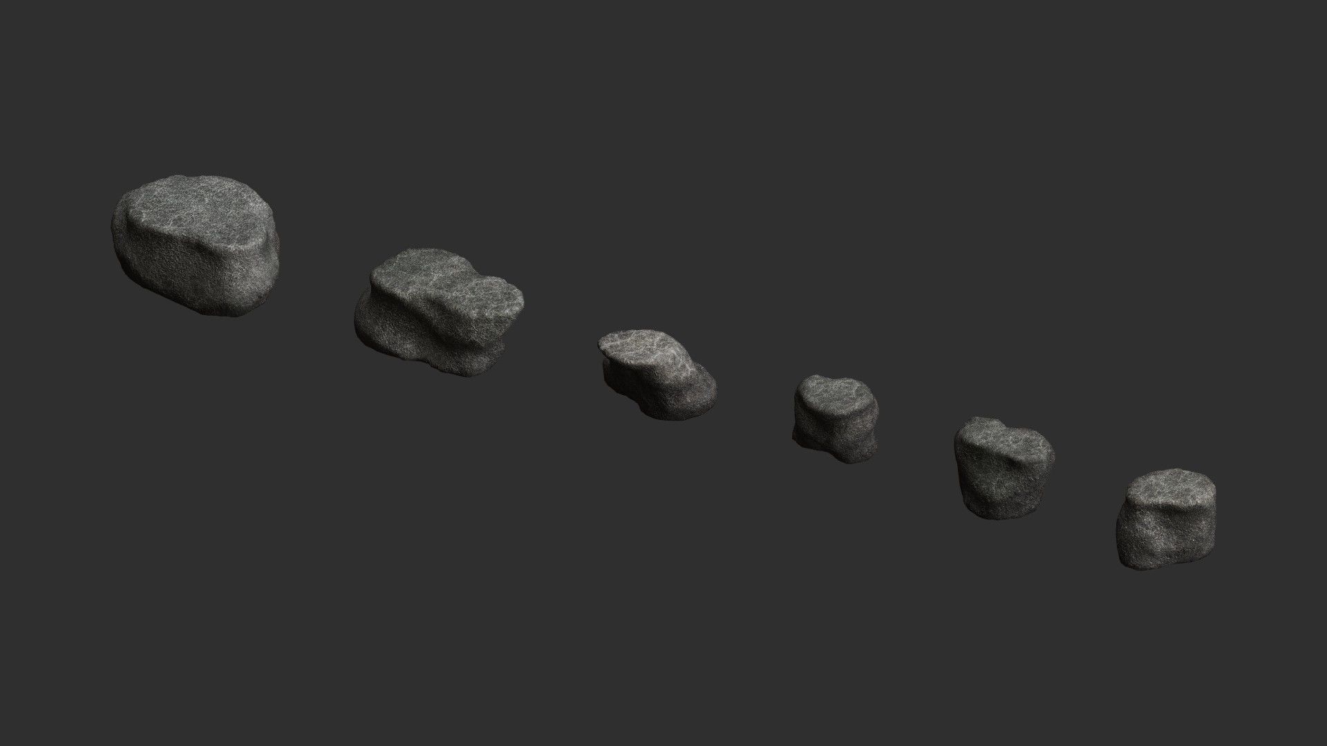 Short Flat Rocks - Cave Low-poly 3D model_12
