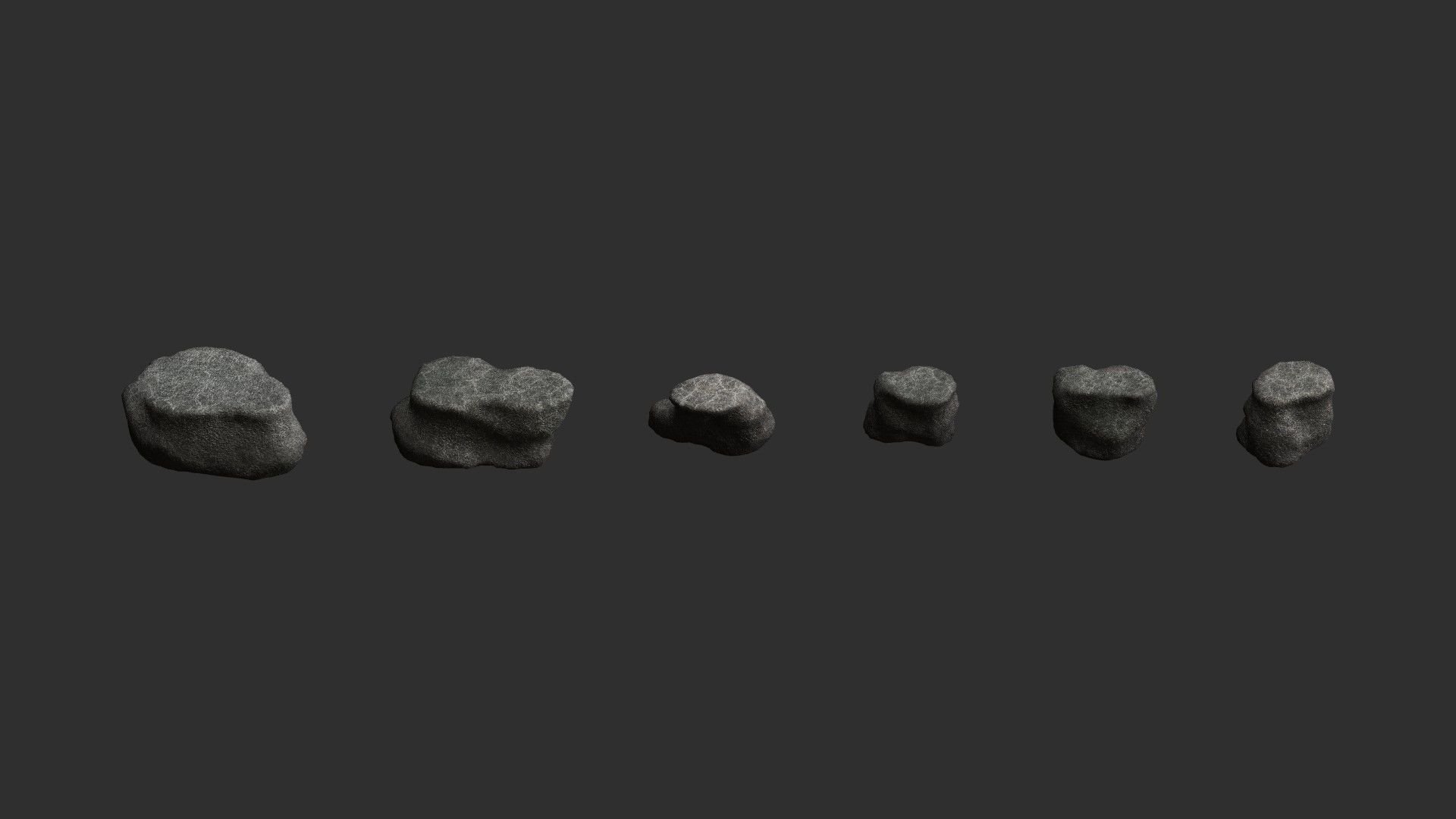 Short Flat Rocks - Cave Low-poly 3D model_2