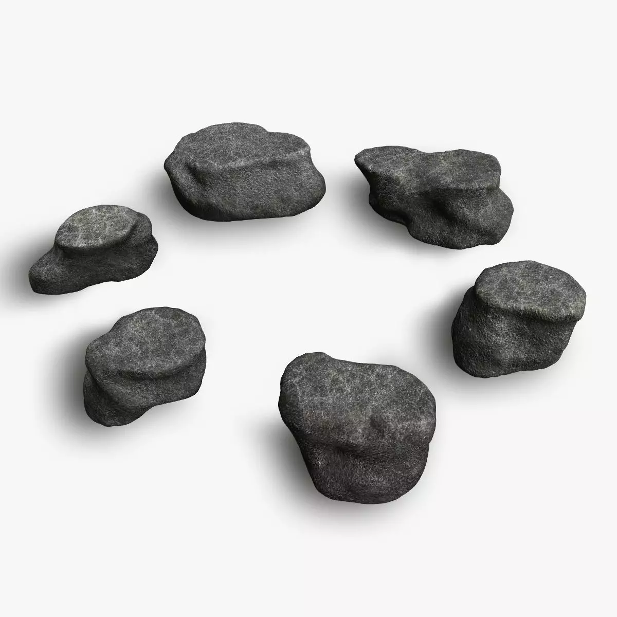 Short Flat Rocks - Cave Low-poly 3D model_0