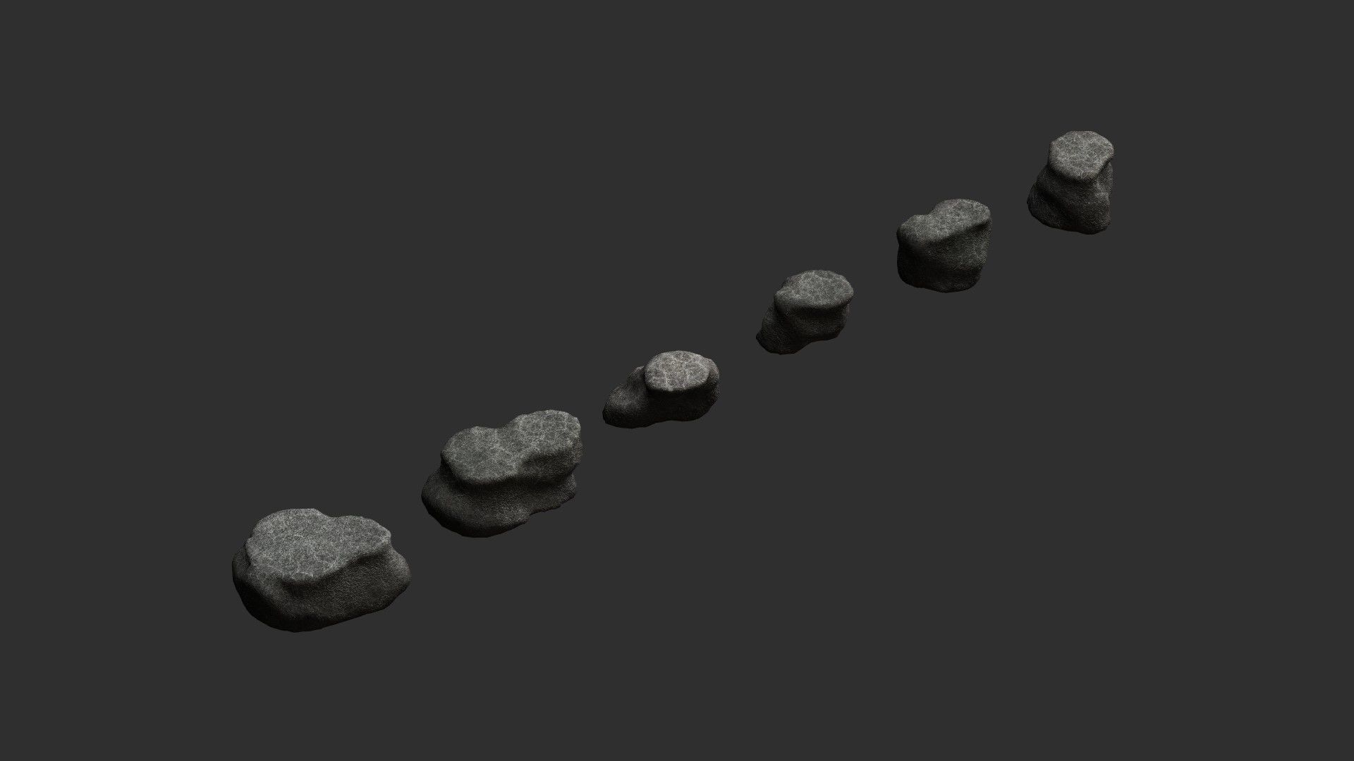 Short Flat Rocks - Cave Low-poly 3D model_4