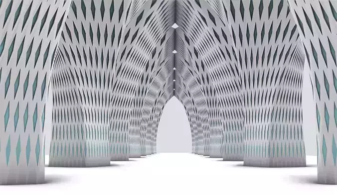 Parametric Diamond Panels Columns Arcade 3D model