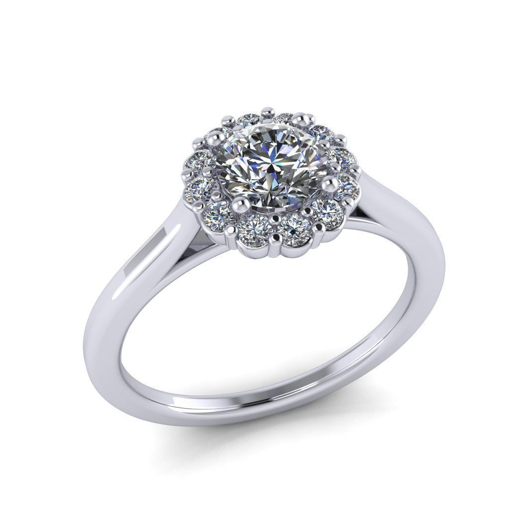 Round halo Engagement ring 3D print model_4