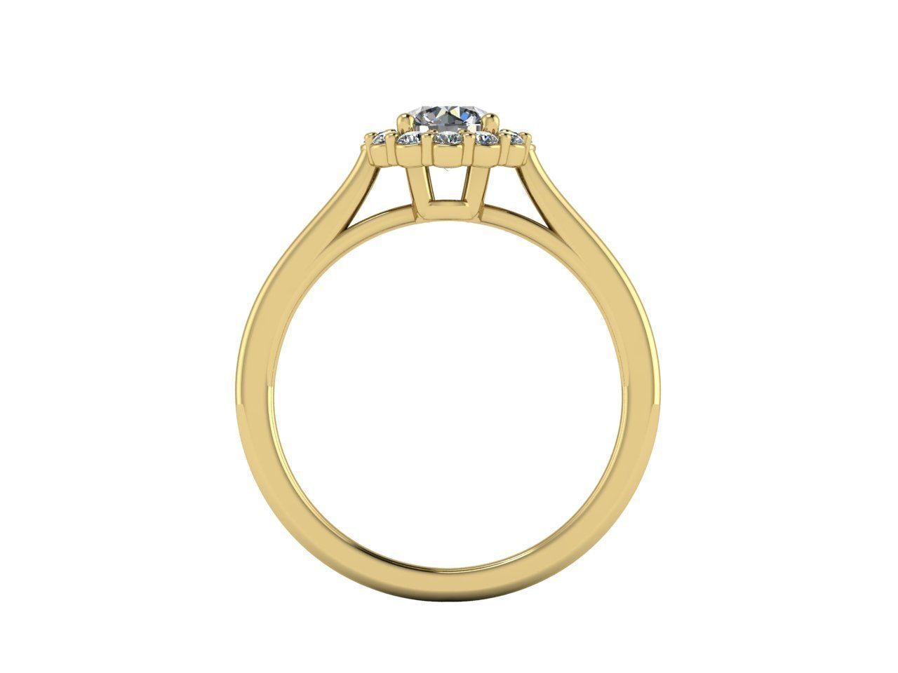 Round halo Engagement ring 3D print model_2