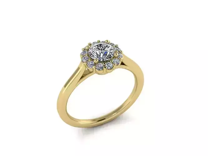 Round halo Engagement ring