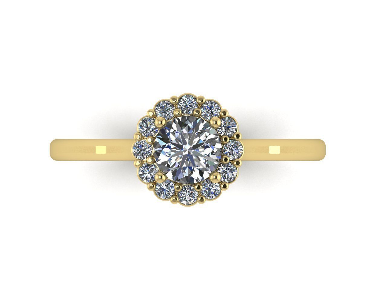 Round halo Engagement ring 3D print model_1