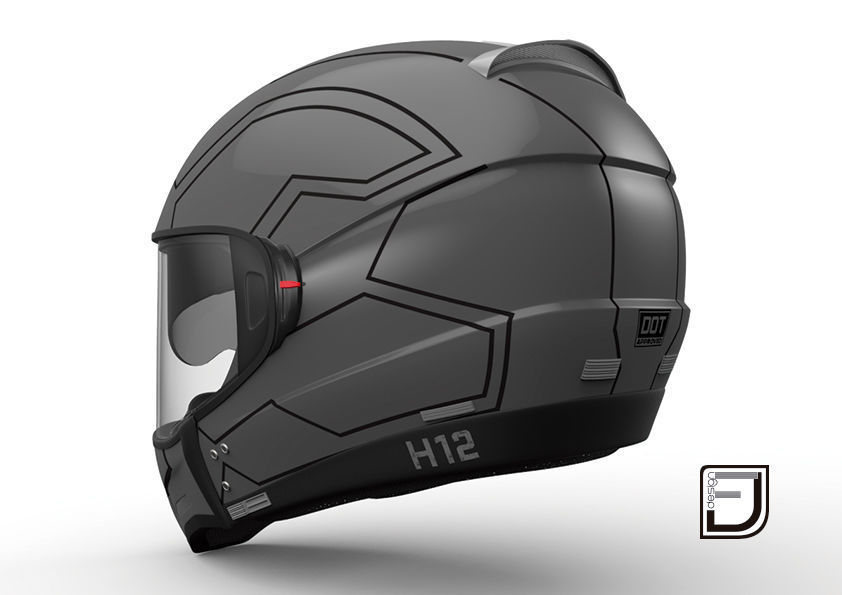 Grey Modular Helmet H12 3D model_4