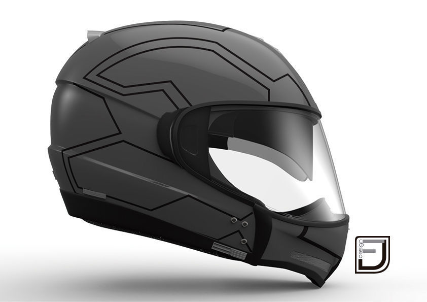 Grey Modular Helmet H12 3D model_7