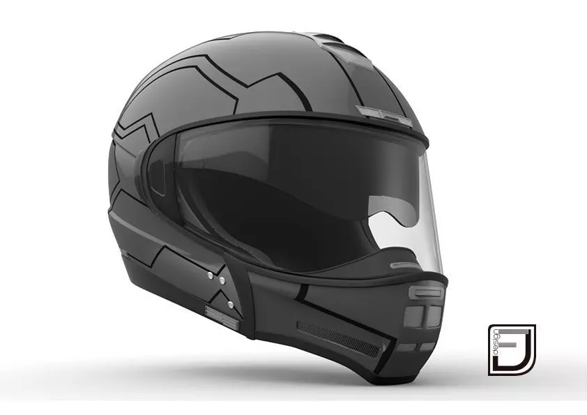 Grey Modular Helmet H12 3D model_0