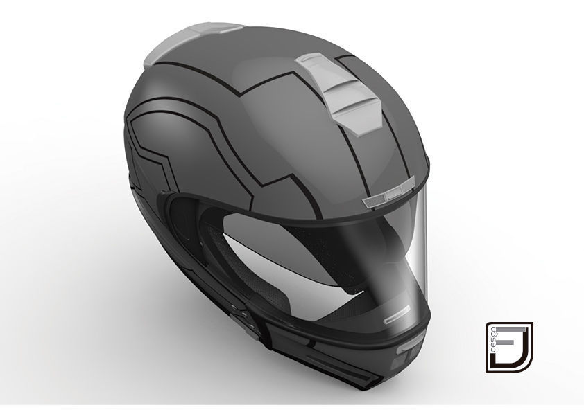 Grey Modular Helmet H12 3D model_10