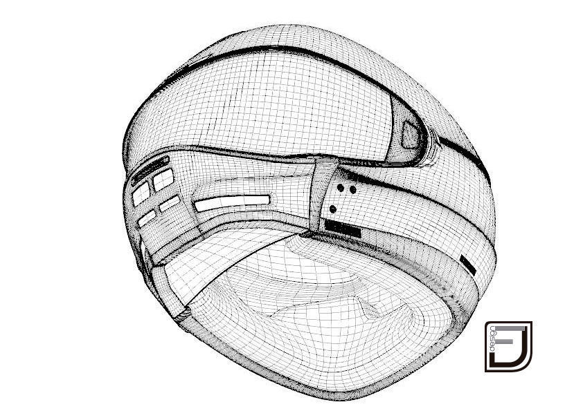 Grey Modular Helmet H12 3D model_16