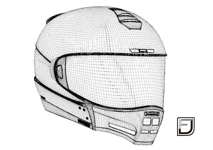 Grey Modular Helmet H12 3D model_14