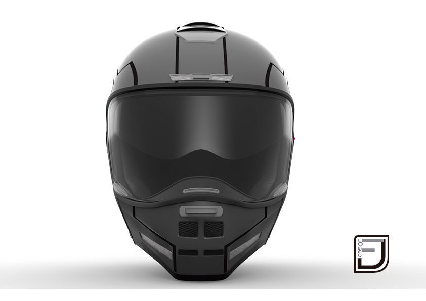 Grey Modular Helmet H12 3D model_1