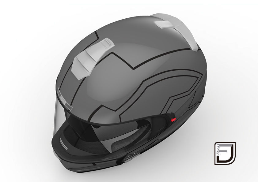 Grey Modular Helmet H12 3D model_11