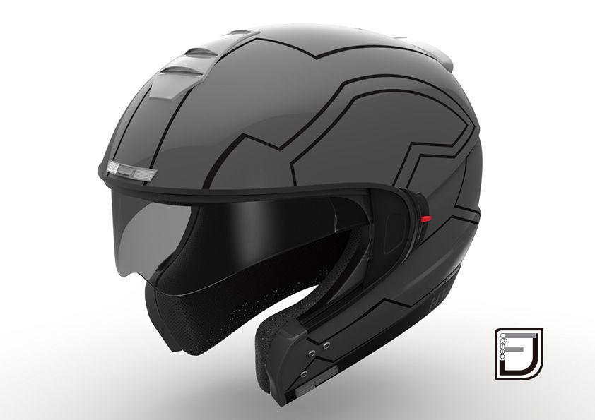 Grey Modular Helmet H12 3D model_13