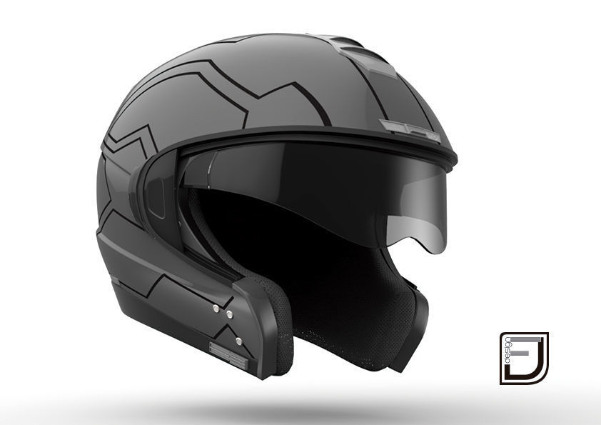 Grey Modular Helmet H12 3D model_12