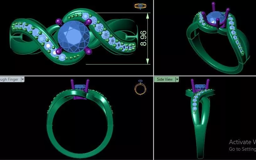 One stone diamond ring  3D print model_0