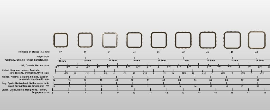 Eternity Rings With Gems Set 9 Sizes 3D print model 3D print model_4