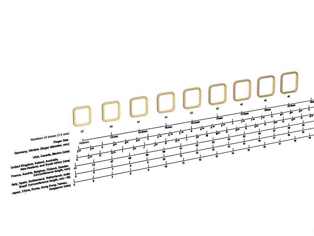 Eternity Rings With Gems Set 9 Sizes 3D print model 3D print model_5