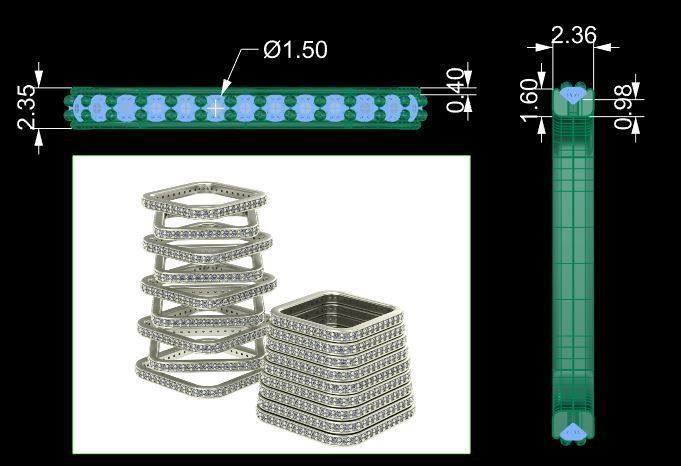 Eternity Rings With Gems Set 9 Sizes 3D print model 3D print model_6