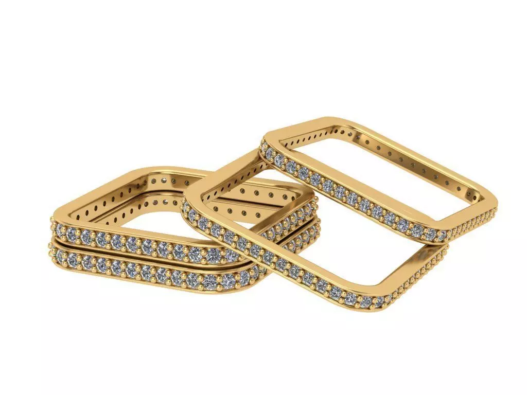 Eternity Rings With Gems Set 9 Sizes 3D print model 3D print model_0