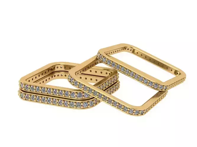 Eternity Rings With Gems Set 9 Sizes 3D print model 