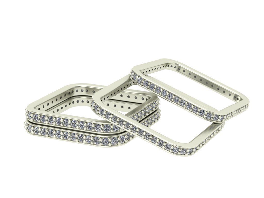 Eternity Rings With Gems Set 9 Sizes 3D print model 3D print model_1