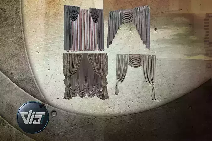 PBR Vintage Curtains Collection - Lowpoly
