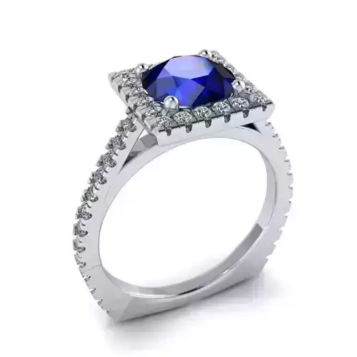 Square shape halo engagement ring  