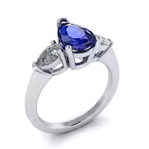 Three Pear shape stones engagement ring