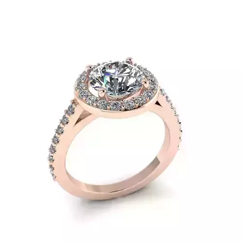 Round halo Engagement ring